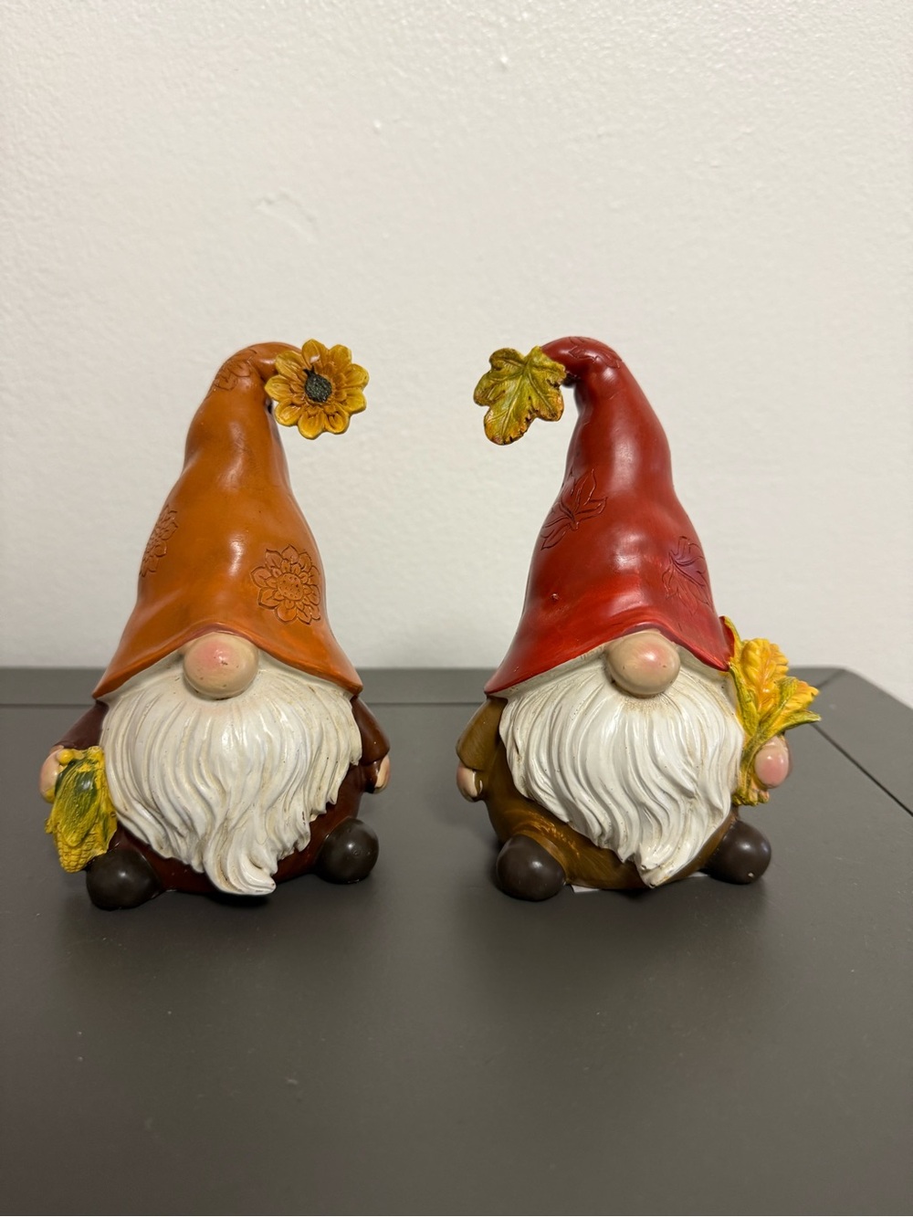 Source Unknown Fall Gnome Figurines in Orange and Red